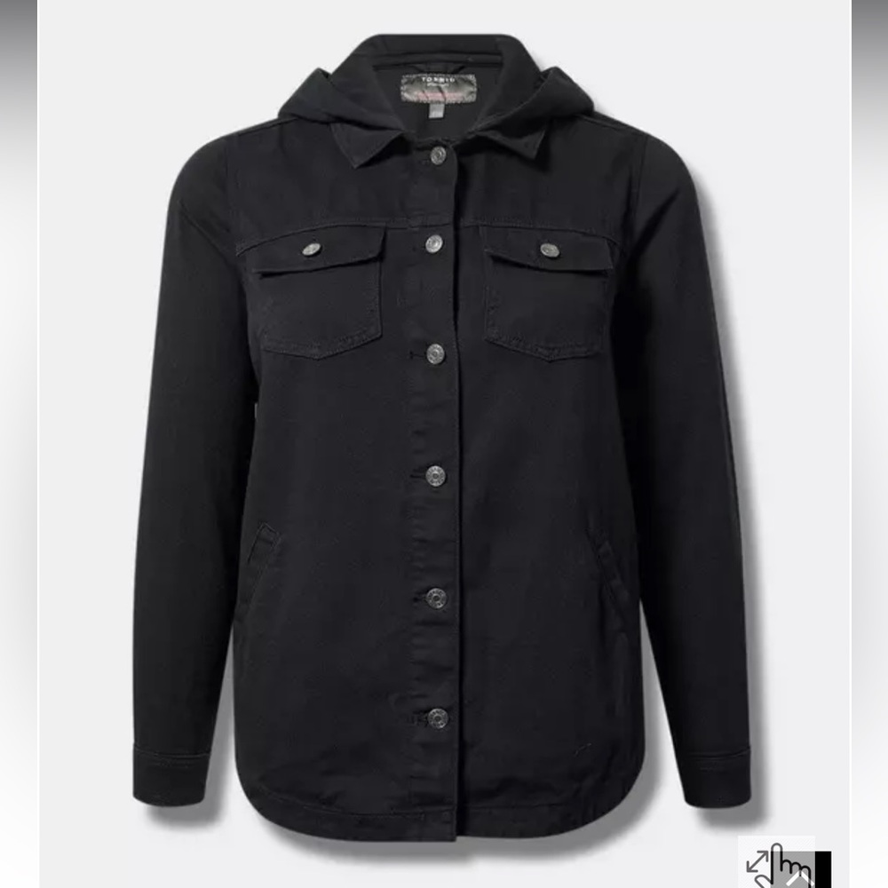 Torrid Black Denim Hooded Shacket